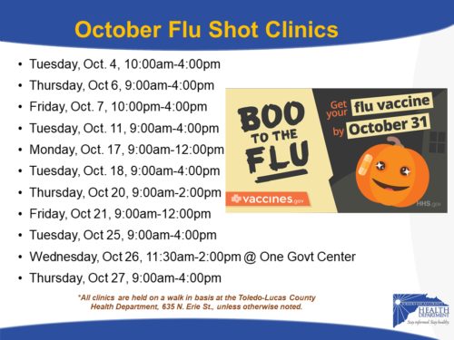 October Flu Shot Clinic Schedule | Toledo Lucas County Health Department
